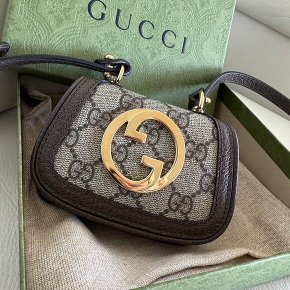 NEW Gucci GG Supreme Monogram Dollar Calfskin Blondie Card Case Wallet Textured - Picture 3 of 10